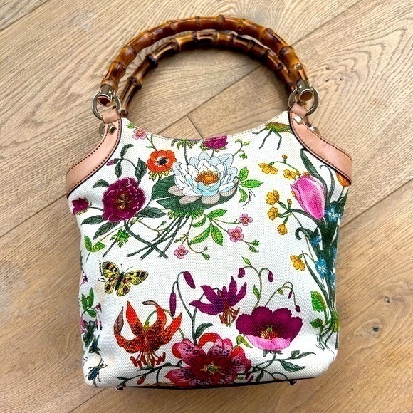 🥳SOLD🥳Gucci🌺Bamboo Floral Bag - Picture 1 of 11